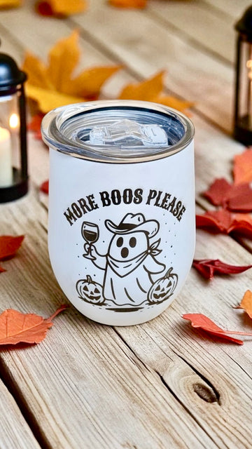 Halloween Wine Tumbler - More Boos Please
